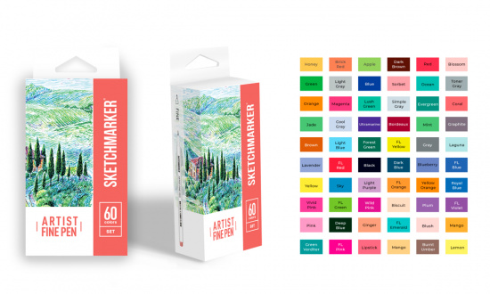 Набор капиллярных ручек Sketchmarker Artist fine pen 60цв